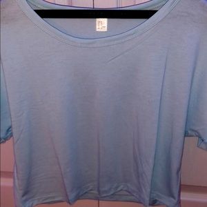 light blue crop top